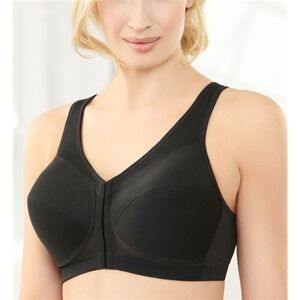 NEW Glamorise Magic Lift Posture Back Front Close Bra 1265 Black 44C #79288